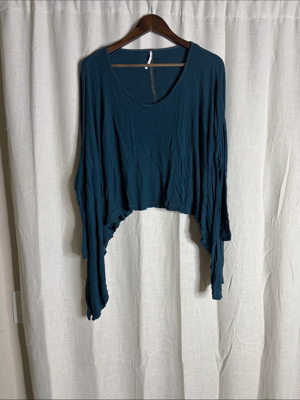 Women's Teal Asymmetrical Long Sleeve Top